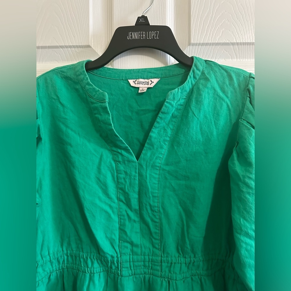 Nanette Lapore Linen Blend Dress 3/4 Sleeve Green Sz 6 (see photos& description) - Picture 2 of 7